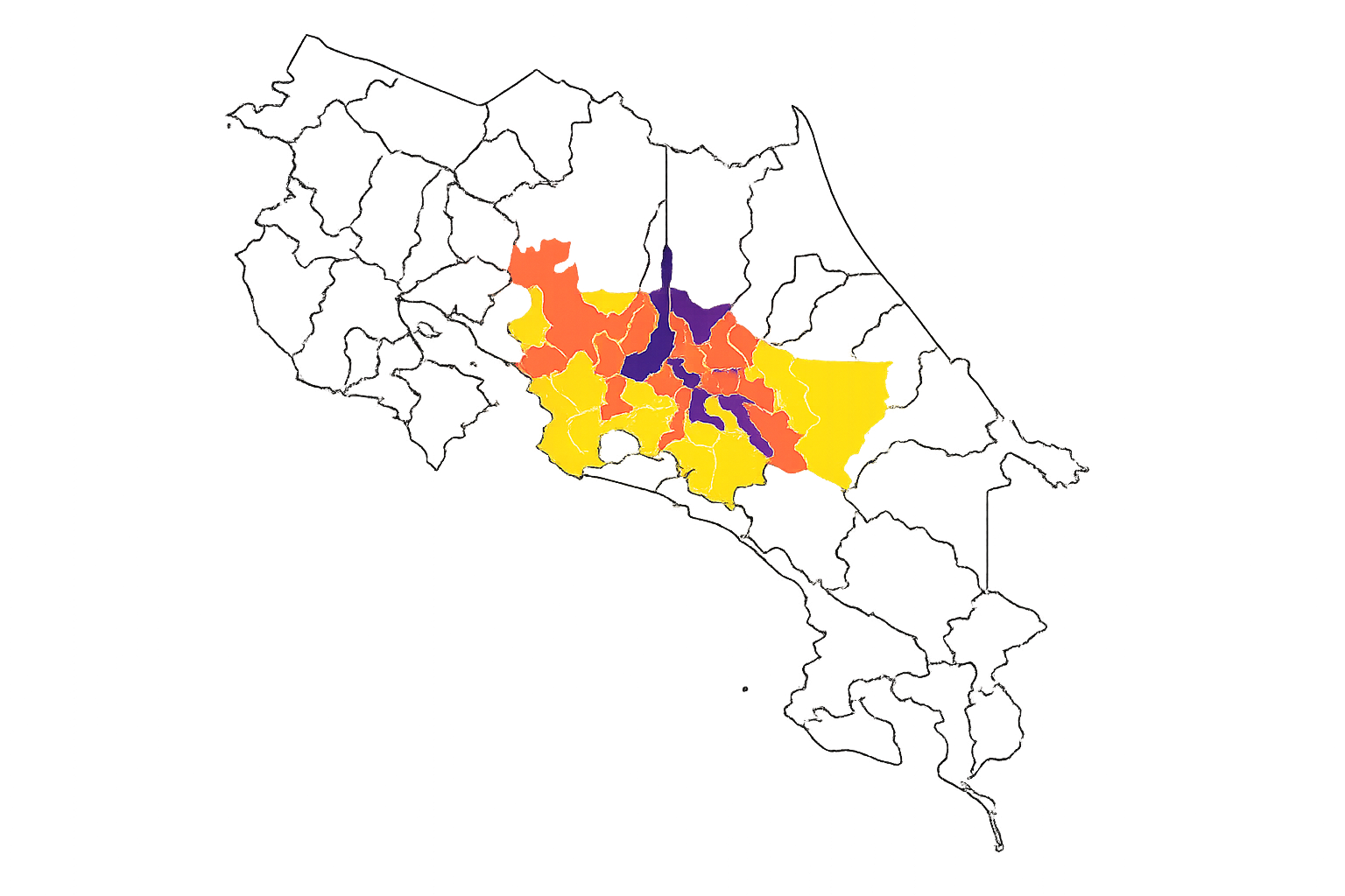 Mapa de cobertura en Costa Rica